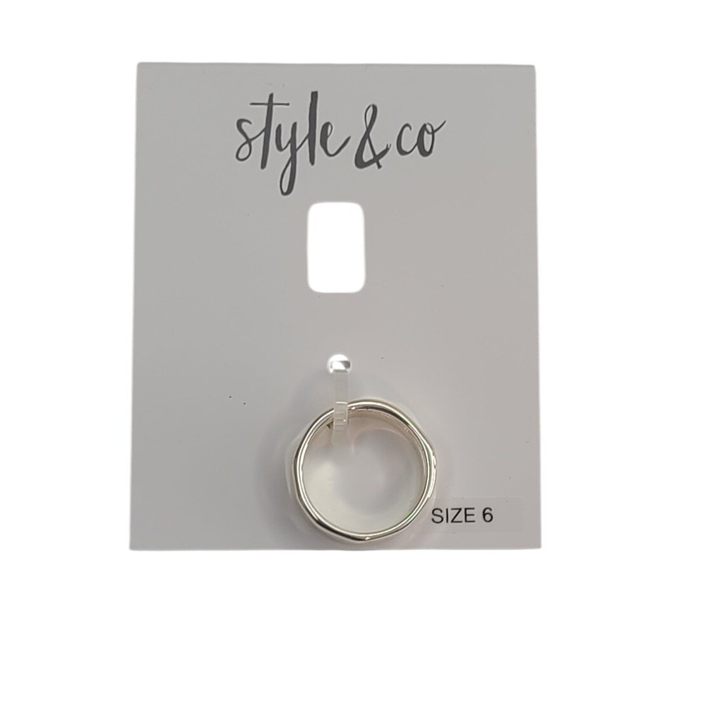 Style & Co Silver Tone Ring Size 6 Two Row Band
